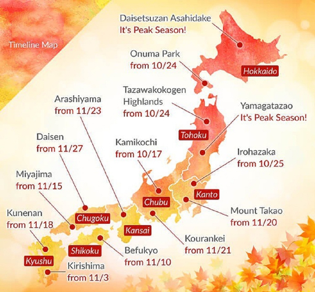 Khoảng thời gian du lịch tại các tỉnh Nhật Bản