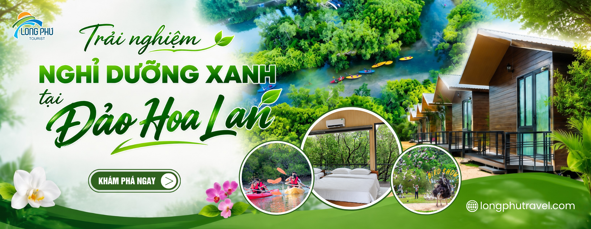banner trải nghiệm nghỉ dưỡng xanh